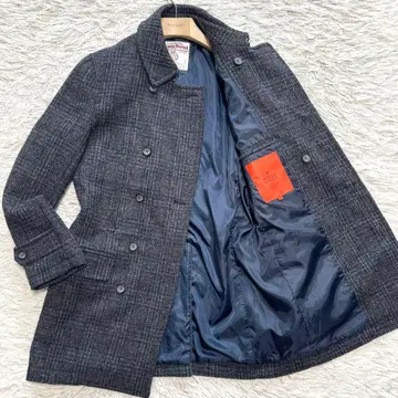 미사용급 해리스 트위드 원단 어반리서치 로쏘 롱 피코트 더블