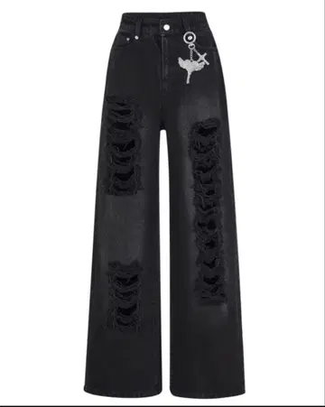 damaged heart key denim