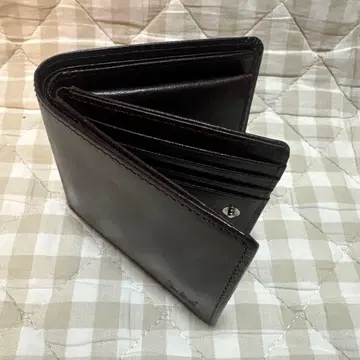 신사 접이식 지갑 천연 가죽 다크 브라운 카드 수납 다수