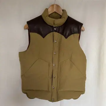 슈가케인 새상품급/남성용/다운 베스트/가죽/웨스턴/베이지/다운