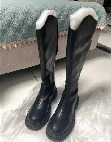 블랙 니하이 부츠 퍼 포함