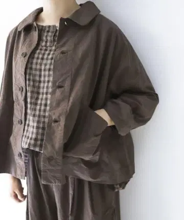 nest Robe 코튼 라미 카라 부착 숏 자켓