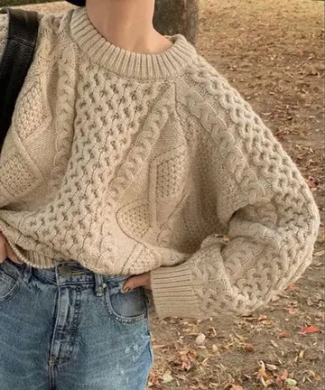 select moca 빈티지라이크 케이블 니트