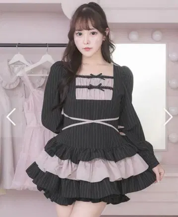 pium 사다리 리본 티어드 셋업 핑크