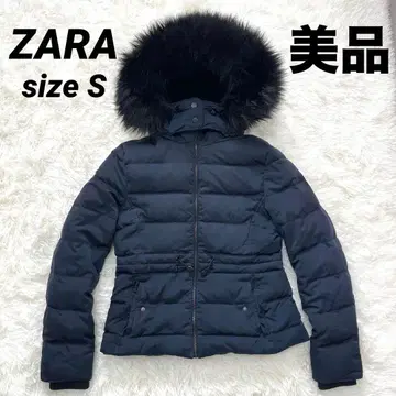 새상품급 ZARA 자라 퍼 달린 다운 자켓 블루종 숏 기장 A라인