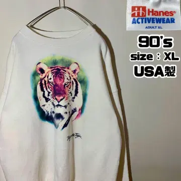 90s Hanes 헤인즈 맨투맨 애니멀 타이거 호랑이 USA제 XL