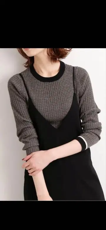 IENA 보더 크루넥 니트 긴팔 리브 모 100% 새상품 택 포함