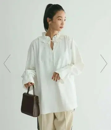 데신 프릴 자수 슬리브 블라우스