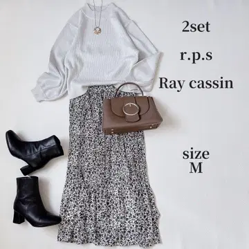 r.p.s 라메 니트탑 Raycassin 롱 스커트 코디 세트 판매 M