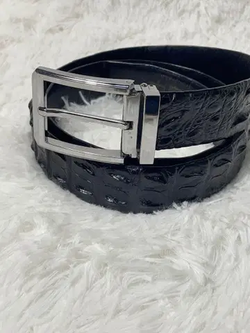 천연 가죽 악어 엠보싱 벨트 블랙 계열 남성용 전체 길이 113cm