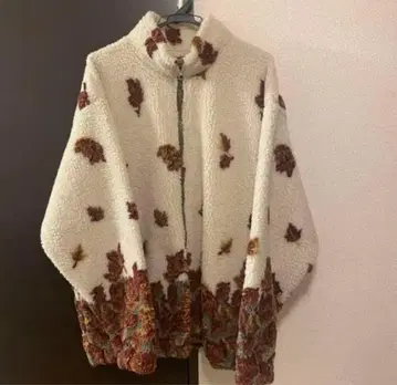 90s 빈티지 단풍 디자인 플리스 보아 자켓