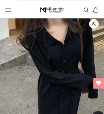 블랙 니트 원피스 긴팔 버튼 프리 사이즈