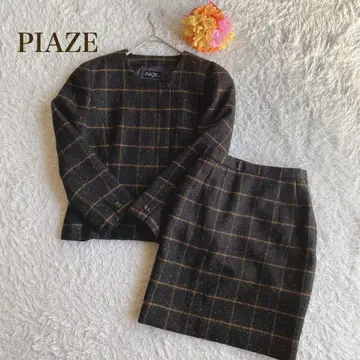 PIAZE [ M ] 체크 무늬 셋업 스커트/자켓