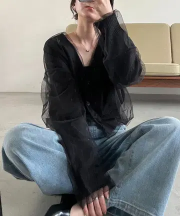 카프리슈 마쥬 튤 가디건 블랙 완판템