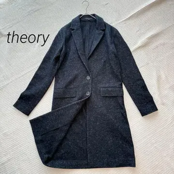 [ 새상품급 ] theory 울폴리 올 패턴 체스터 코트 네이비 계열 P