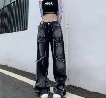 SG 빈티지 프린지 블랙 데님 KSG14924 한국