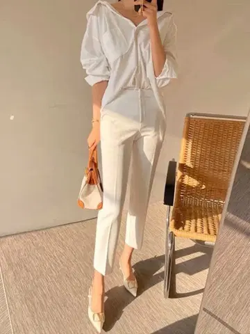 PBselect 2type 화이트 테이퍼드 팬츠