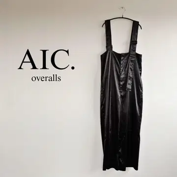 AIC. 에이아이씨 새틴 살로펫 서스펜더 팬츠 비대칭 블랙