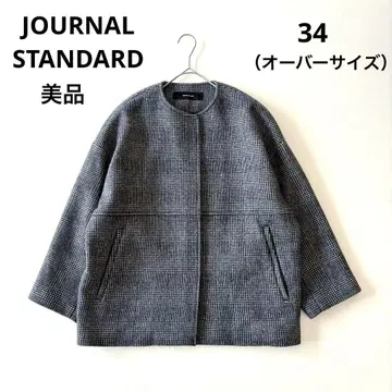 새상품급 JOURNAL STANDARD 비버 노카라 숏코트 체크
