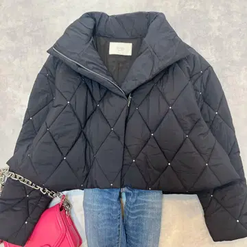 택 포함 새상품 에이미 이스트 월 퀼팅 스터드 퍼피 자켓 S
