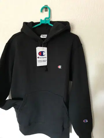 Champion 후드 부착 후드티 블랙 화이트