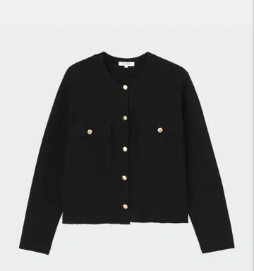 [ 컨디션 최상 ] PLST 메탈 버튼 크루넥 가디건 블랙 자켓