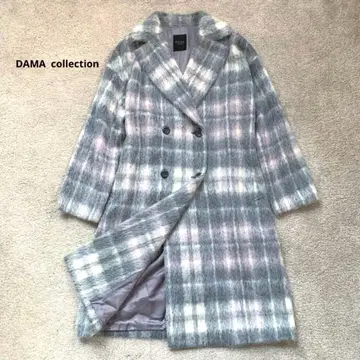 [ 컨디션 최상 ] 더마 컬렉션 롱 코트 체크 알파카 더블