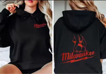 Milwaukee 로고 후드 부착 후드티 M 사이즈