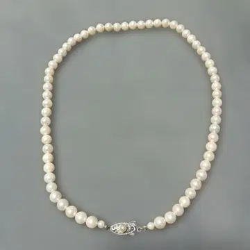 SILVER 화이트 펄 목걸이 실버 클로징