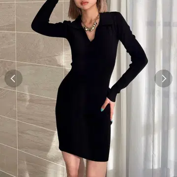 GYDA 제이다 POLO 니트 타이트 원피스 블랙 미니