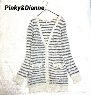 핑키앤다이안 보더 라메 긴 길이 가디건 샤기 니트 M