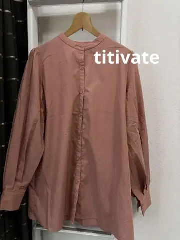 titivate 살몬 핑크 밴드 카라 긴팔 셔츠