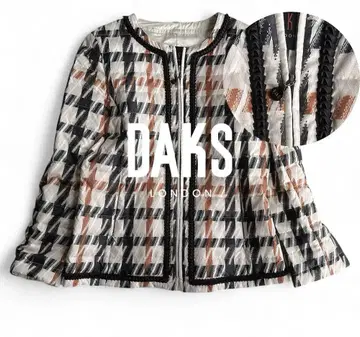 컨디션 최상 닥스 런던 경량 올 패턴 노카라 프릴 트리밍 다운 자켓