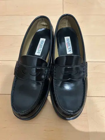 HARUTA 블랙 로퍼 약 3cm 힐 24.5cm