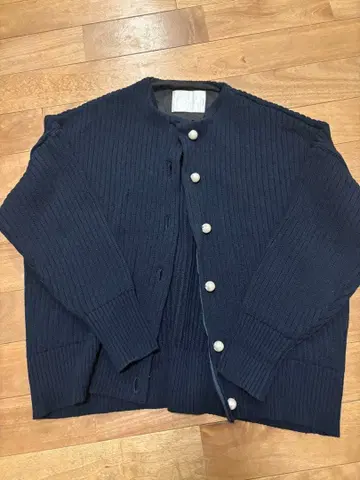 SONO 네이비 리브 편직 가디건