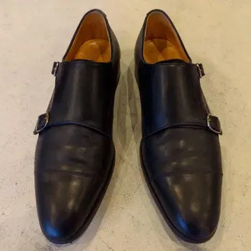 Union Royal 블랙 가죽 8 사이즈 더블 몽크 스트랩 신발