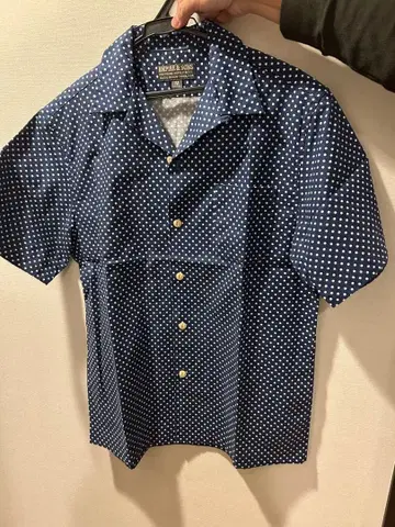 EMPIRE & SONS 네이비 도트 무늬 반팔 셔츠 M