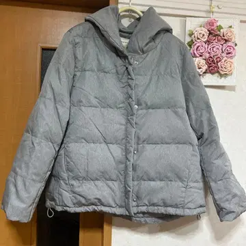 noannu 후드 부착 그레이 다운 자켓