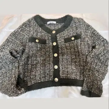 NICE CLAUP 트위드 믹스 니트 가디건