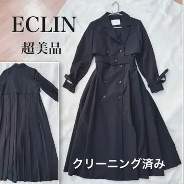 [ 완판템 ] ECLIN 에클린 트렌치코트 초 롱 블랙 플리츠 새상품급