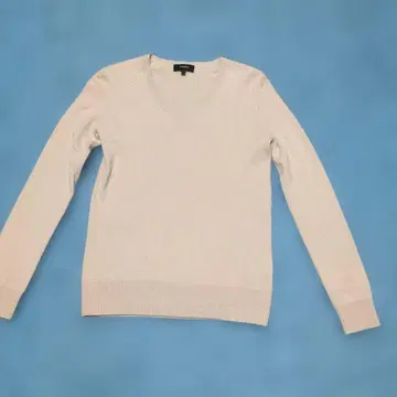 Theory 베이지 V넥 캐시미어 100% 긴팔 스웨터