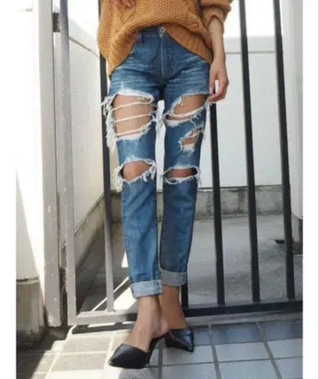 GYDA BIG 보이즈 데미지 데님 스트레이트 데님