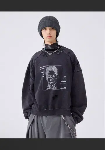 4-pattern Graphic Distressed Sweat