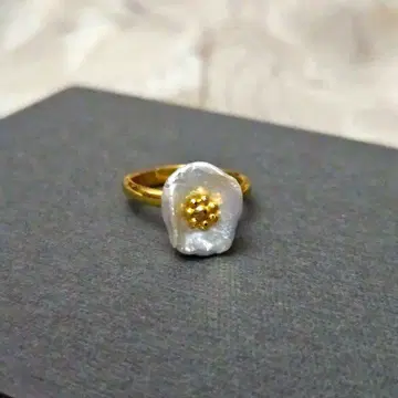 담수 진주 플라워 모티브 반지