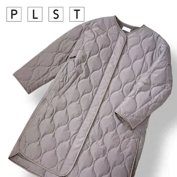 PLST 그레이 퀼팅 자켓 롱 기장