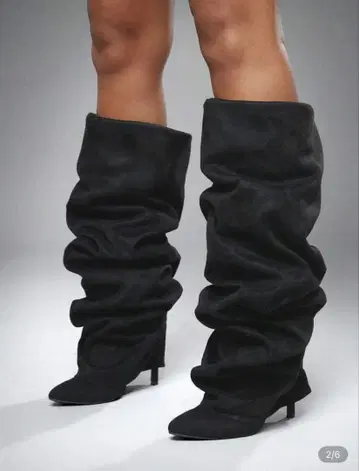 블랙 롱 부츠 니하이 부츠 스틸레토 힐 부츠