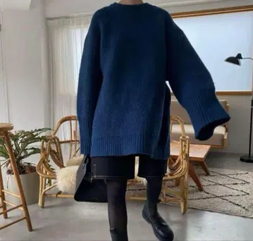 [ willfully ] 자카드 니트 블루 프리 사이즈