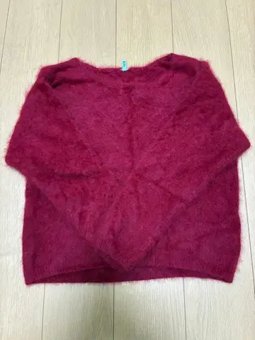 울 (너구리) 100% 와인 레드 긴팔 스웨터 F