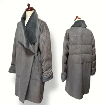 [ Mylanka ] 에코퍼&다운 롱 코트 그레이 다운 코트 새상품급