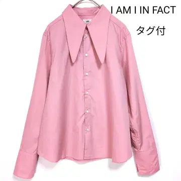미사용 I AM I IN FACT 셔츠 롱 포인트 칼라 핑크